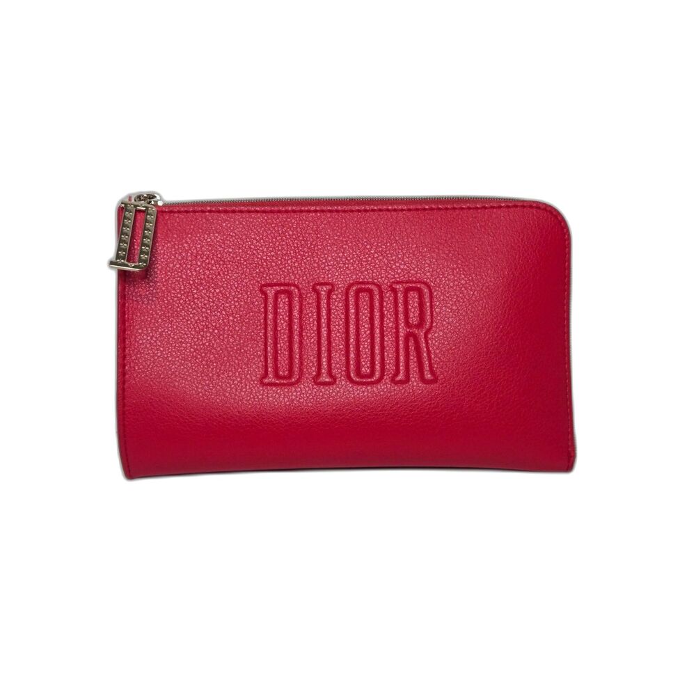 Dior Beauty Embossed Logo Clutch Makeup Travel Pouch | Pink/Red
